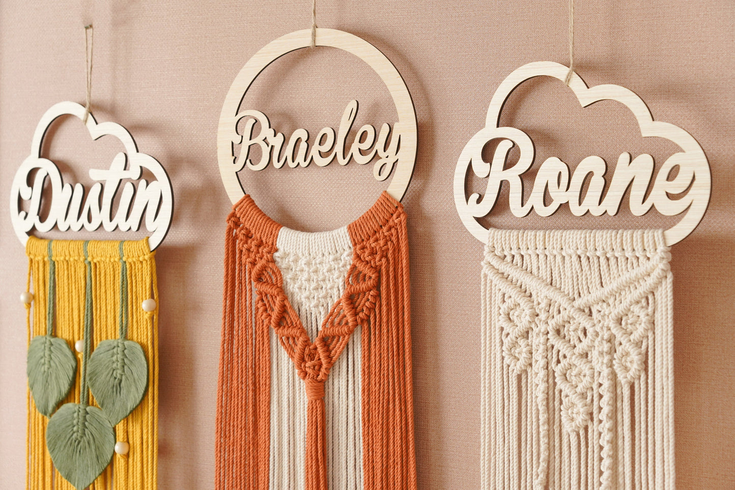 Custom Name Macrame Dreamcatcher - 8 Wooden Sign Styles - image 11
