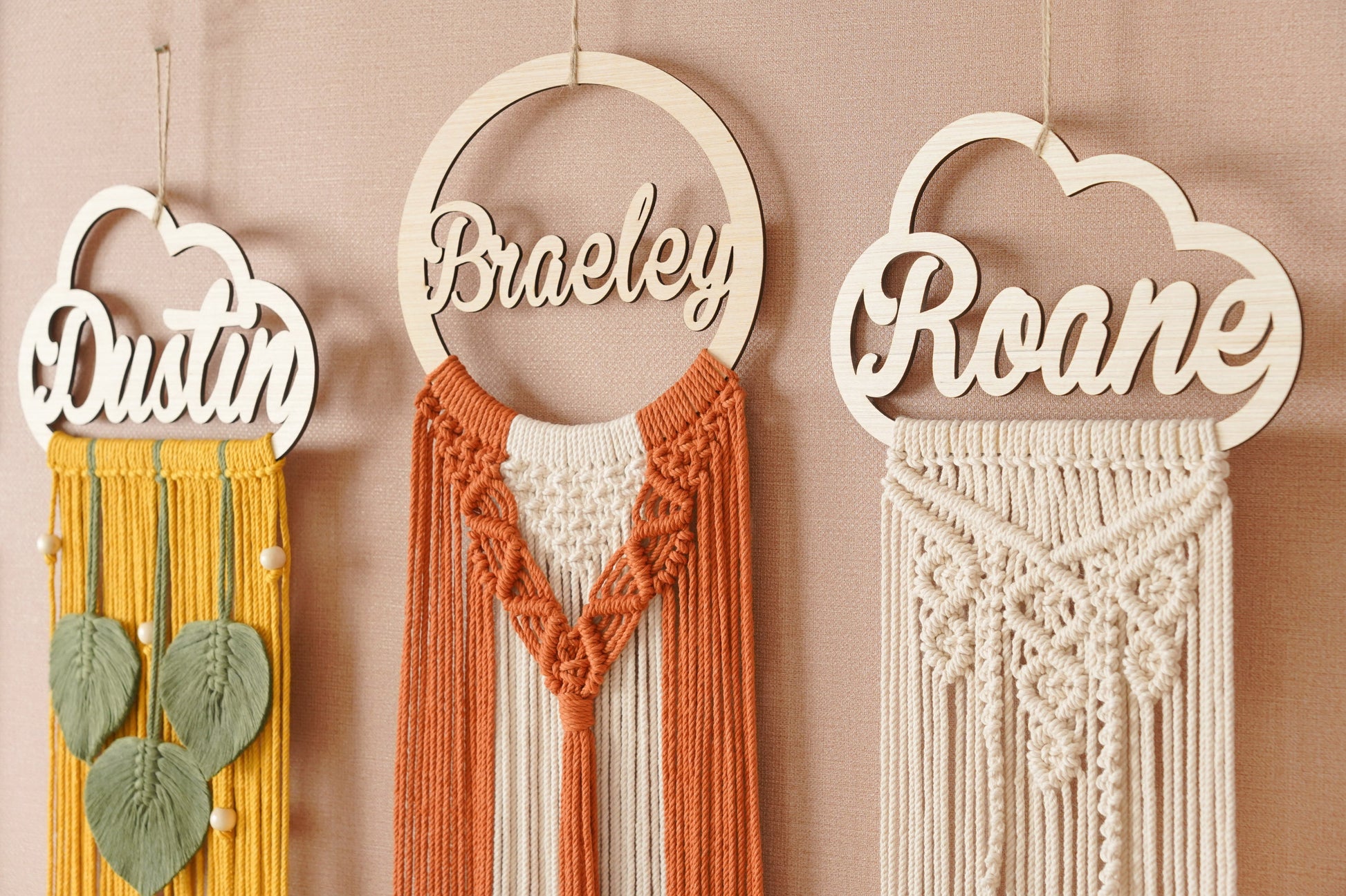Custom Name Macrame Dreamcatcher - 8 Wooden Sign Styles - image 11
