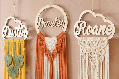 Custom Name Macrame Dreamcatcher - 8 Wooden Sign Styles - image 11