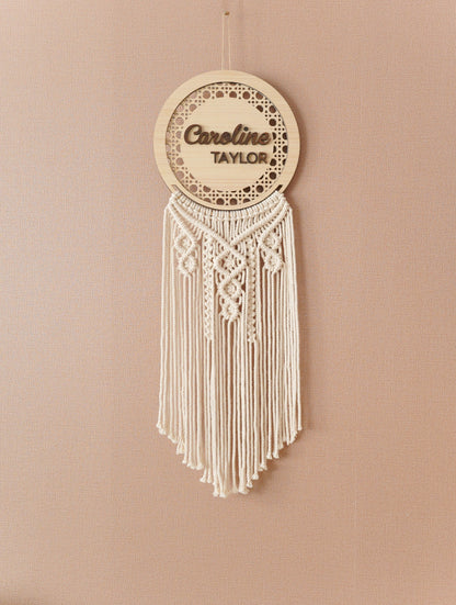 Custom Name Macrame Dreamcatcher - 8 Wooden Sign Styles - image 35