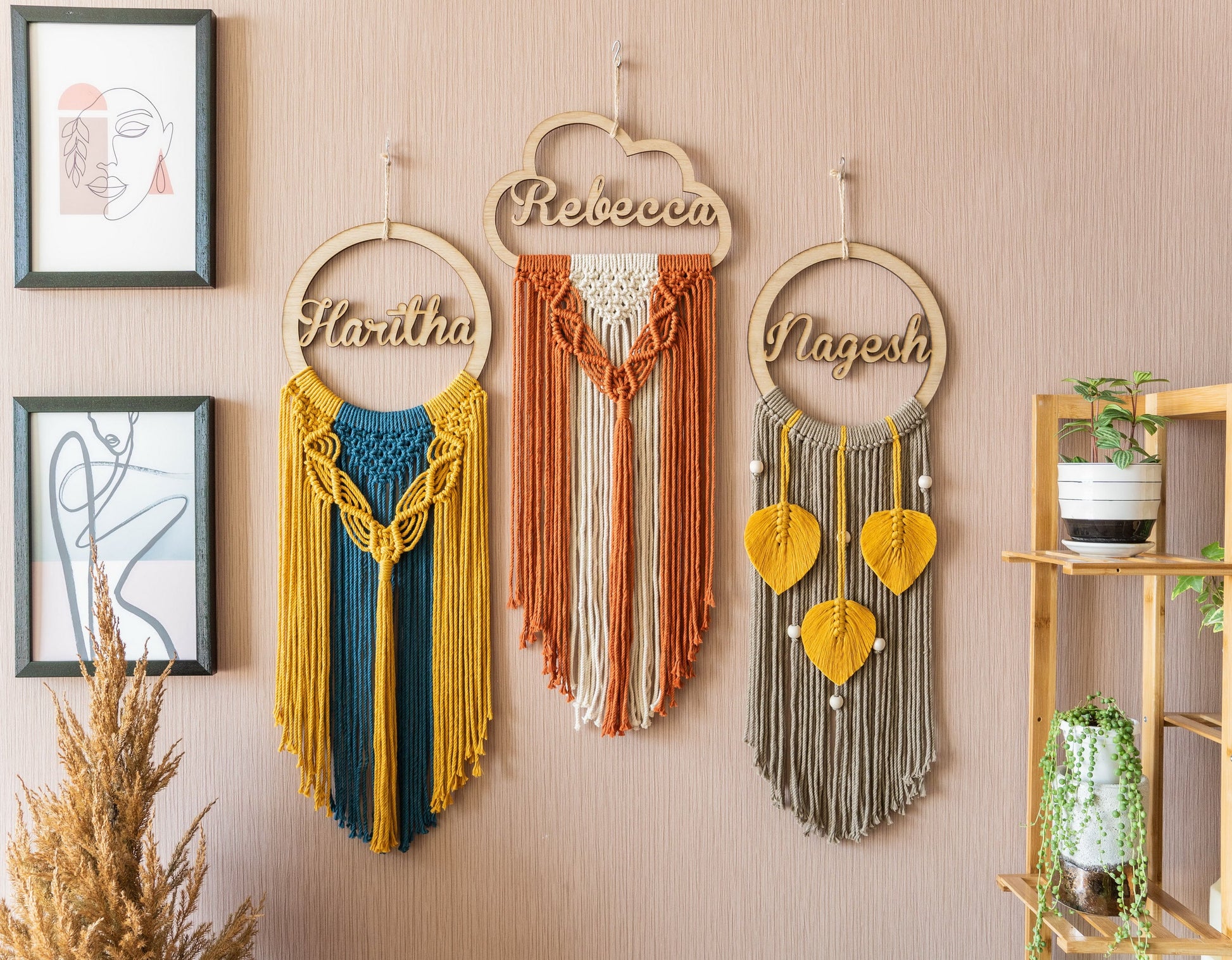 Custom Name Macrame Dreamcatcher - 8 Wooden Sign Styles - image 6