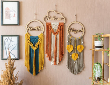 Custom Name Macrame Dreamcatcher - 8 Wooden Sign Styles - image 6