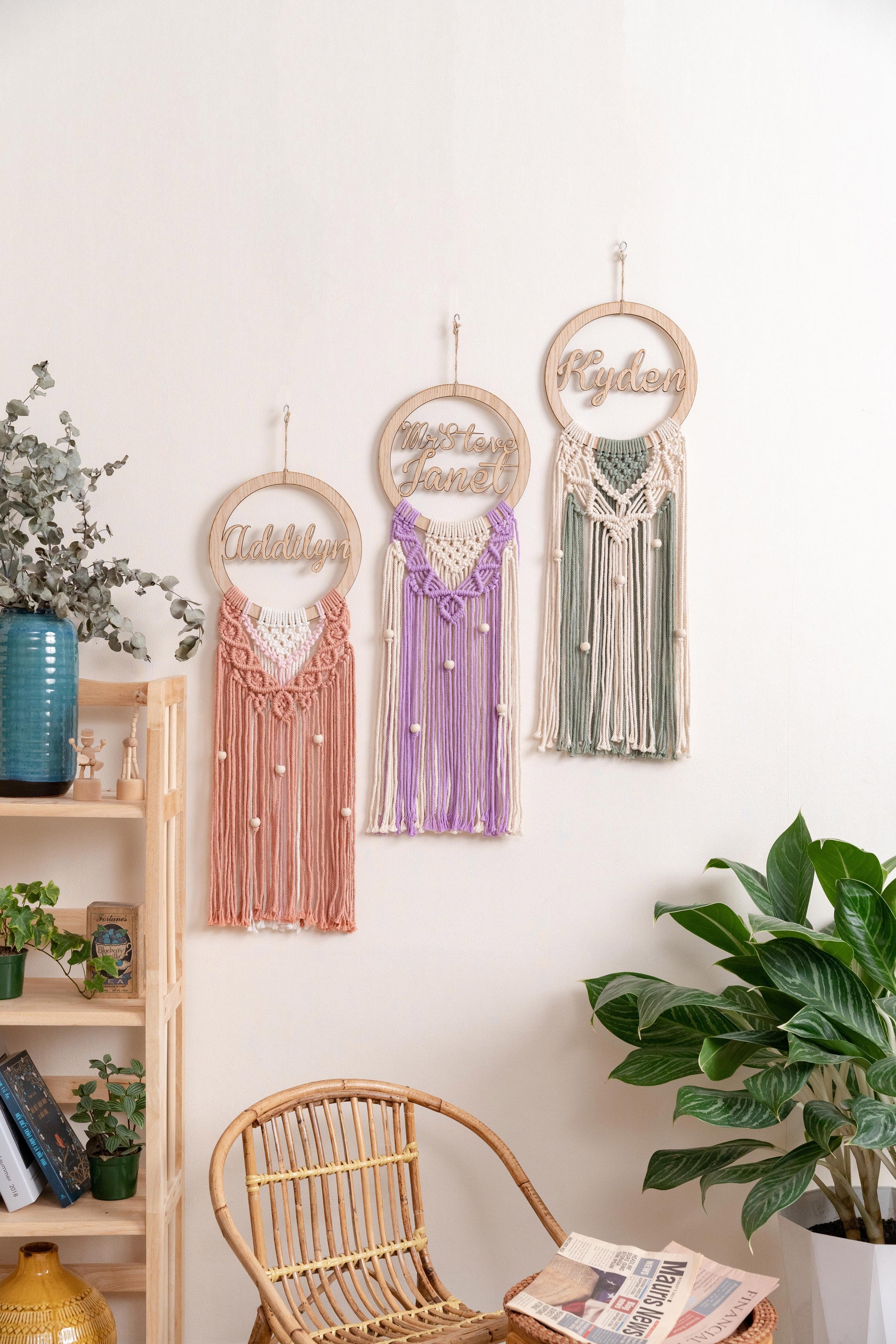Personalized Dreamcatcher - Two-Color Macrame Name Sign for Nursery - image 6