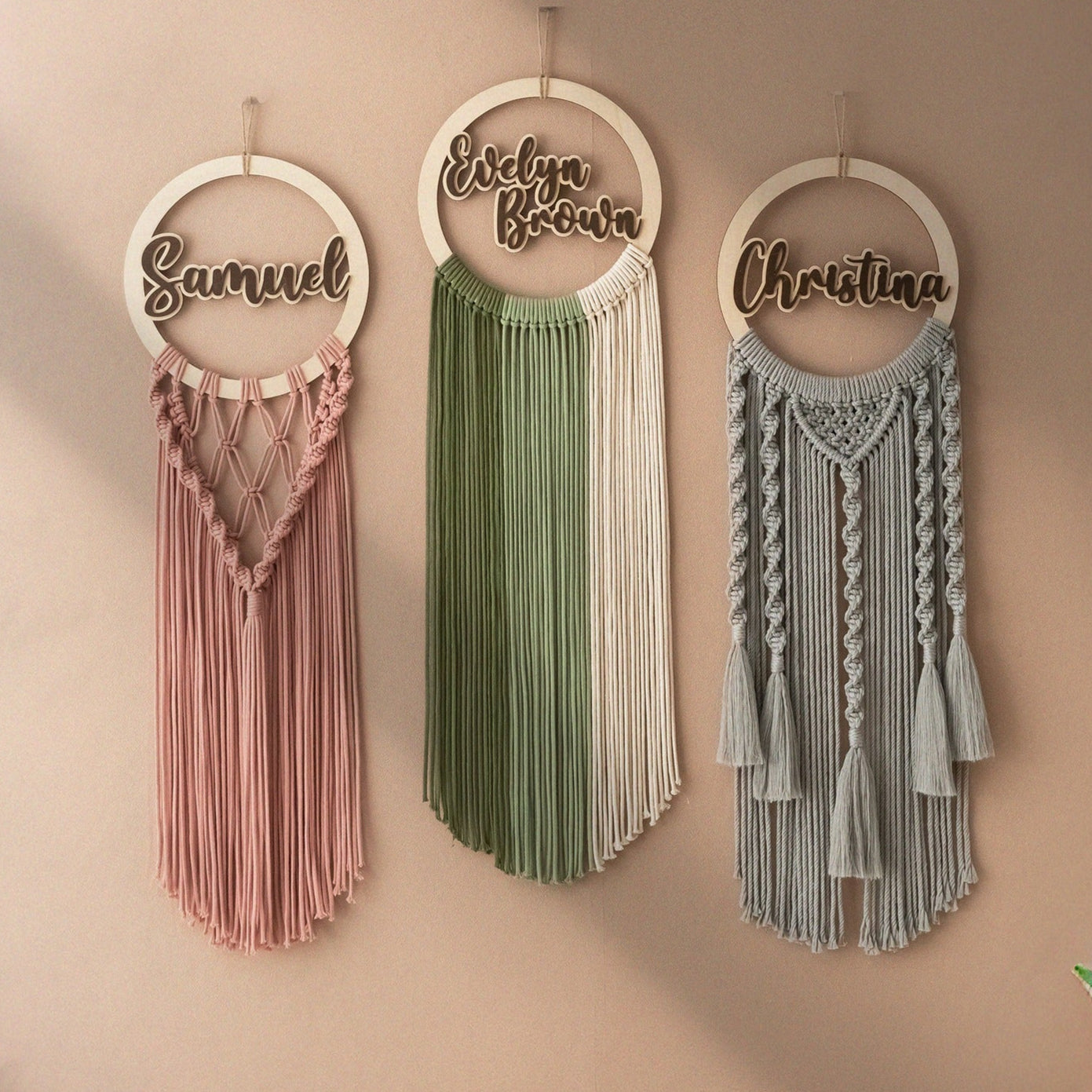 Personalized Macrame Name Sign - 3 Boho Wall Hanging Styles - image 1