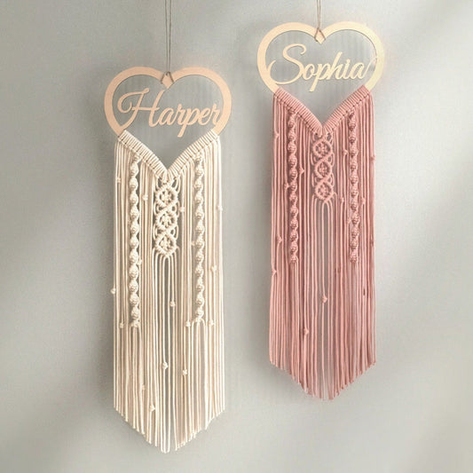 Personalized Wooden Name Macrame Wall Hanging - 25 Colors – main product view