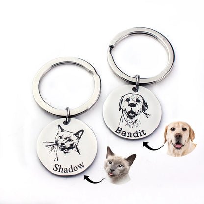 Personalized Pet Portrait Keychain – close-up product detail
