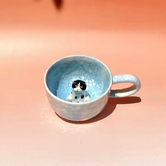 Custom Snowflake Pet Mug – 350ml Ceramic Cup with 1 or 2 Pet Figurines - personalized pet gift detail image 2