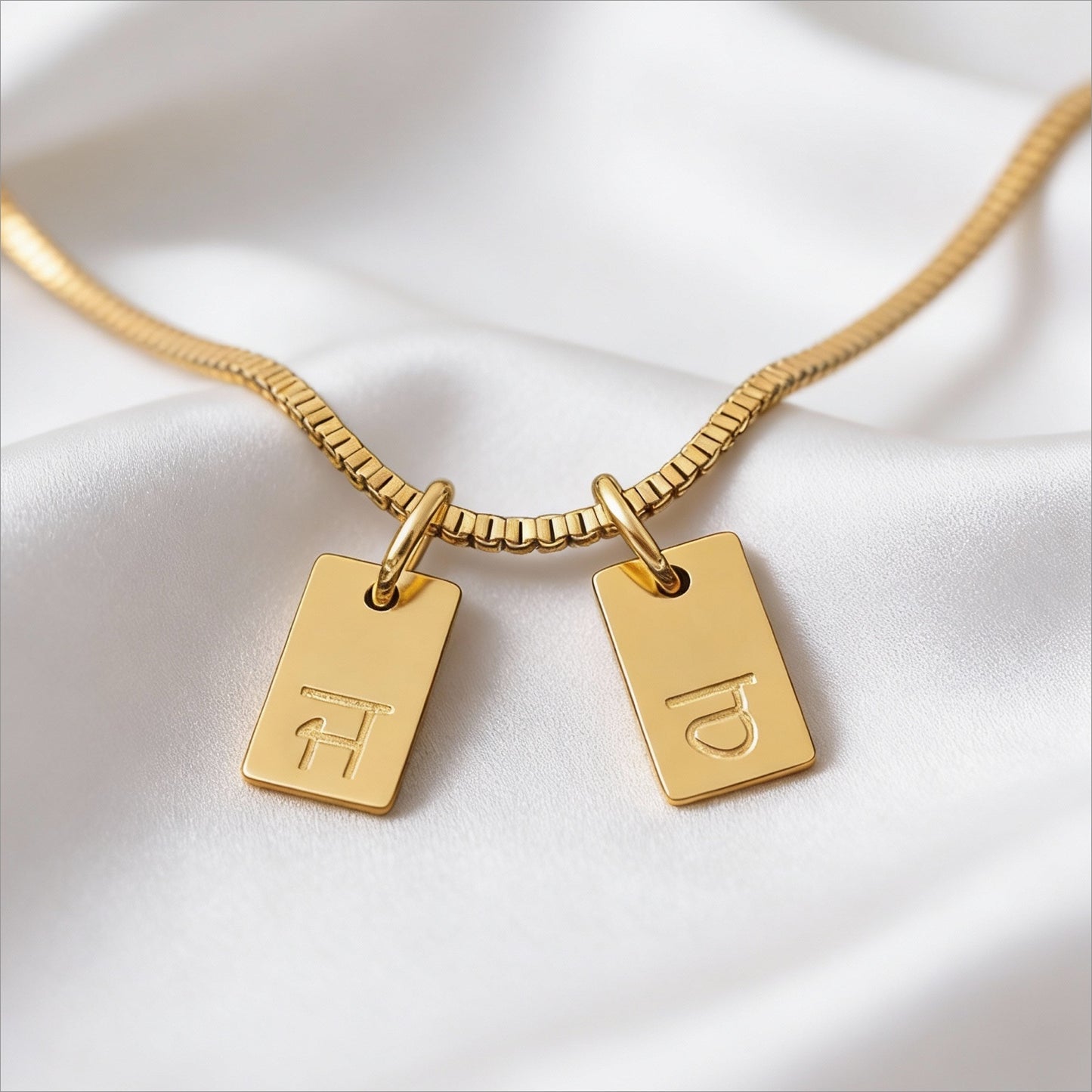 Punjabi Initial Tag Necklace | Custom Gurmukhi Charms Pendant