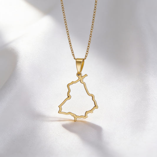 Apna Punjab Necklace (Hollow Map design) - personalized wooden gift main product image