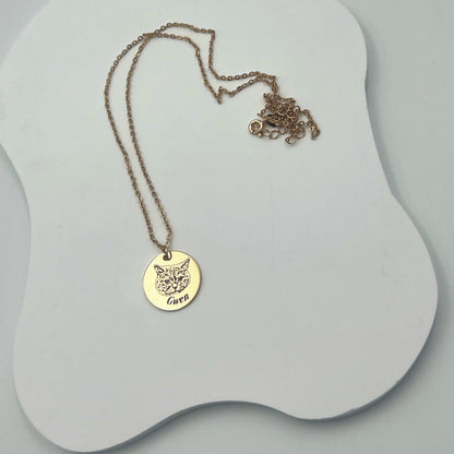 Pet Portrait Name Necklace -925 Sterling Silver – material and finish detail