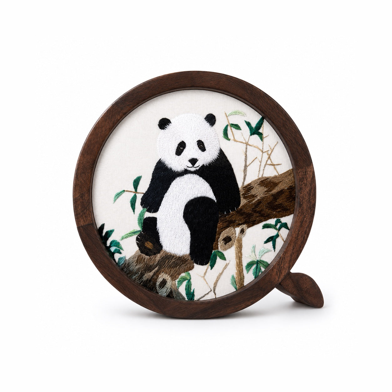 Custom Sichuan Embroidery Panda Walnut Wood Display Frame – Personalized Shu Embroidery Art Plaque