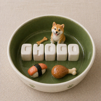 Personalized Pet Bowl with Custom Name, Handmade Ceramic Dog & Cat Bowl, Custom Pet Photo Gift, Unique Pet Lover – material and finish detail