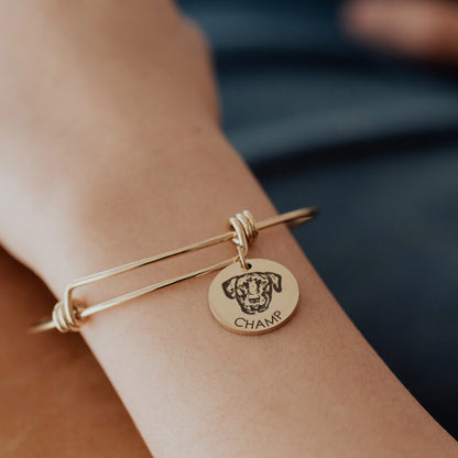 Personalized Pet Portrait Bangle(Deep Engraved) – main product view