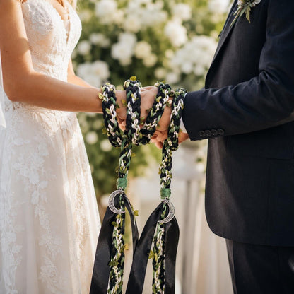 Black and green handfasting cord - product and customization reference 1