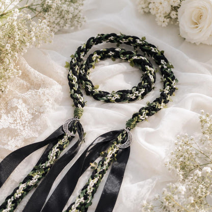 Black and green handfasting cord - product and customization reference 2