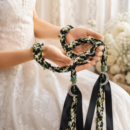 Black and green handfasting cord - product and customization reference 3