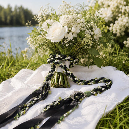Black and green handfasting cord - product and customization reference 5