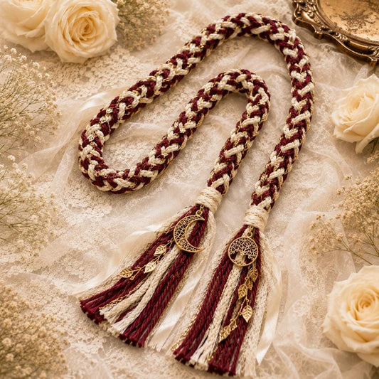 Burgundy and ivory handfasting cord - reference 2