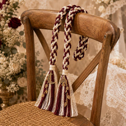 Burgundy and ivory handfasting cord - reference 3