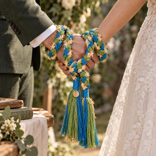 Blue and green wedding handfasting cord — original image 1