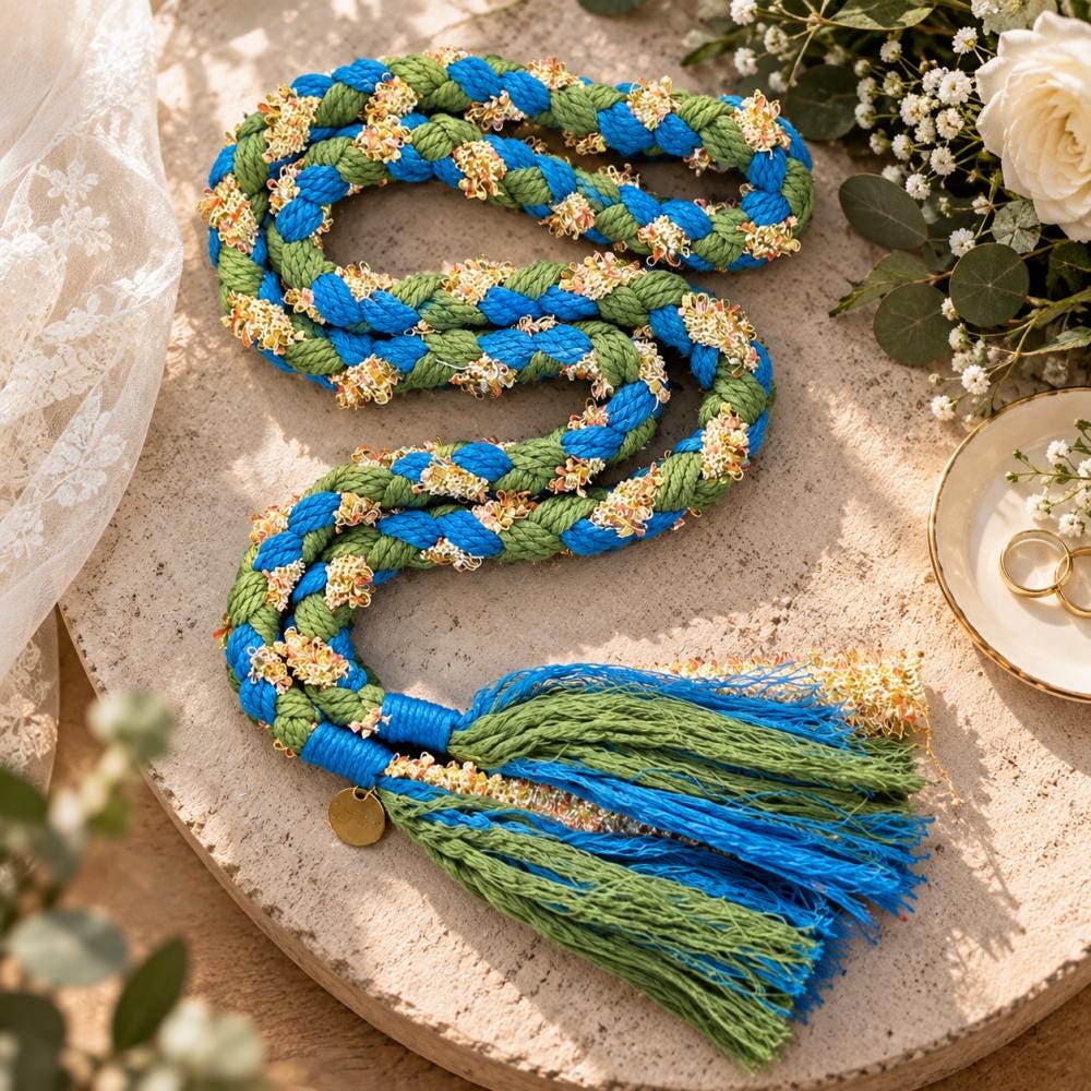 Blue and green wedding handfasting cord — original image 2