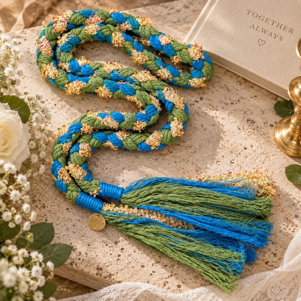 Blue and green wedding handfasting cord — original image 4