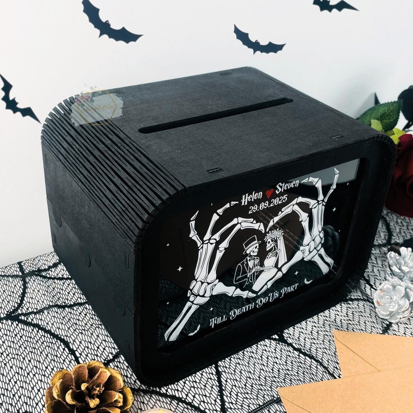 Gothic wedding reception card box display