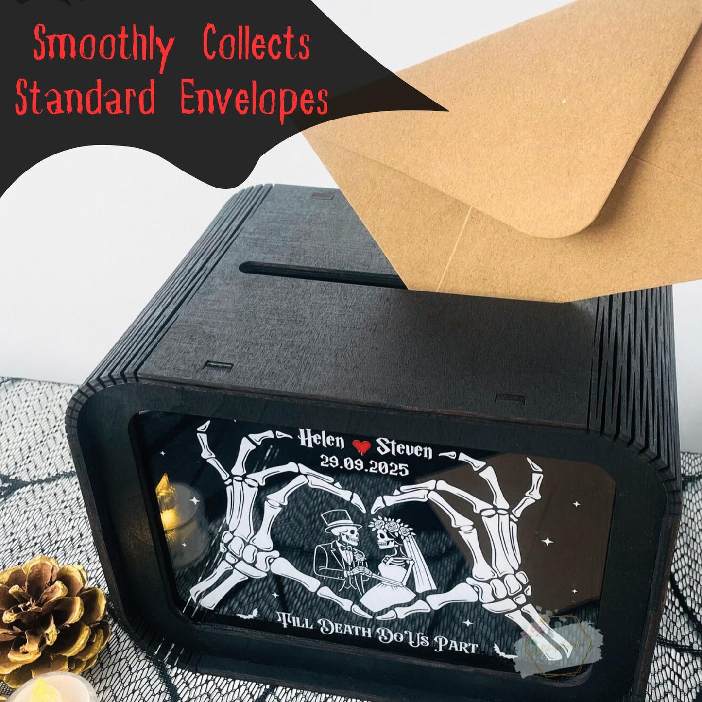 Dark romance wedding card box design