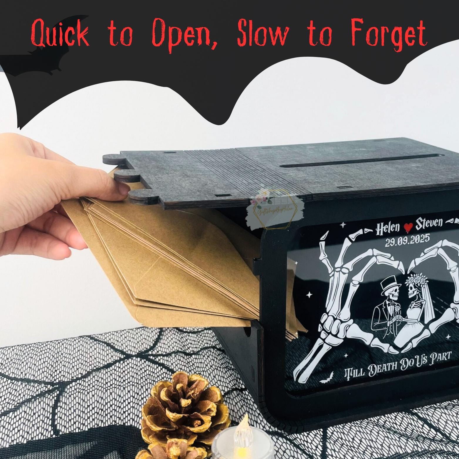 Halloween wedding card box personalization