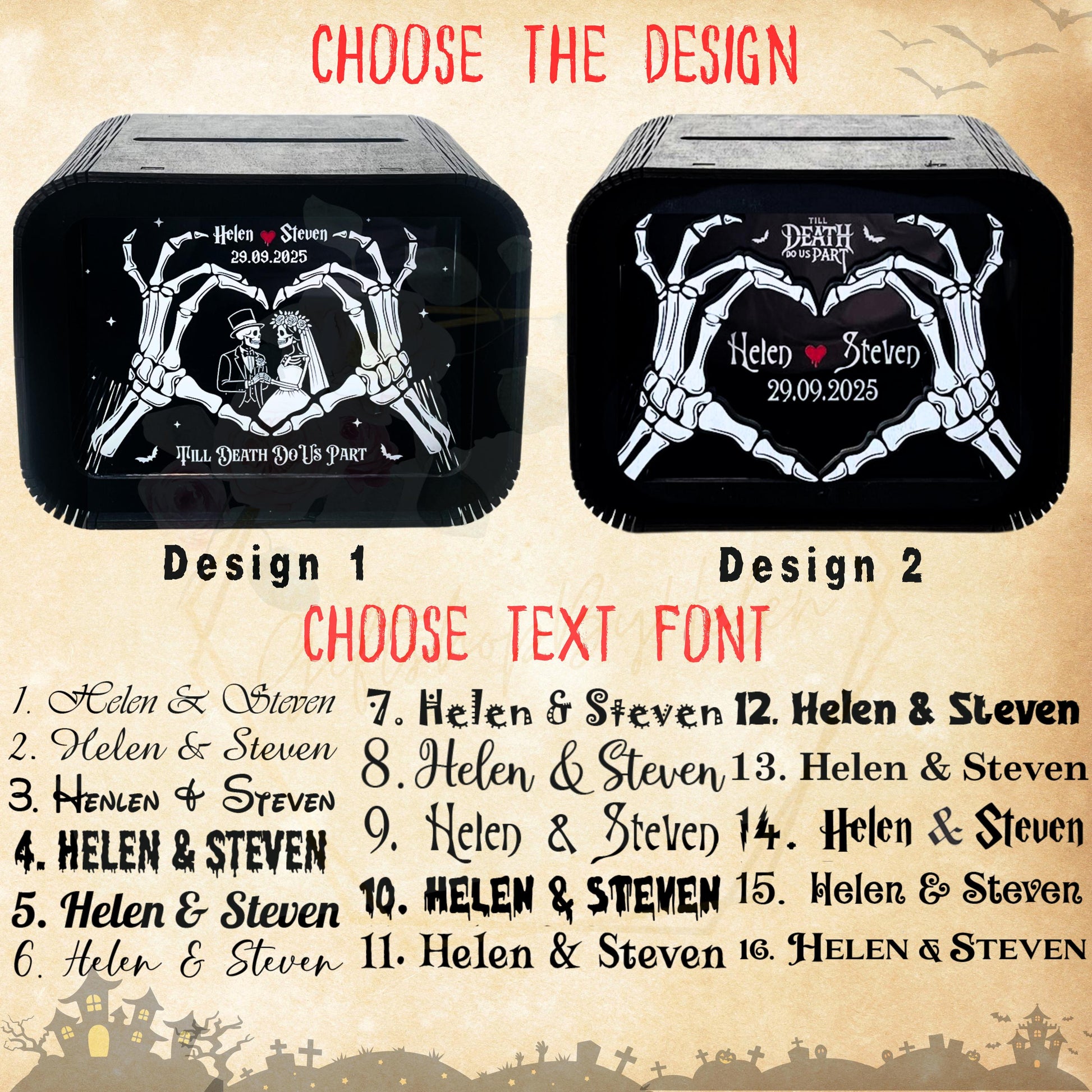Gothic card box for alternative wedding