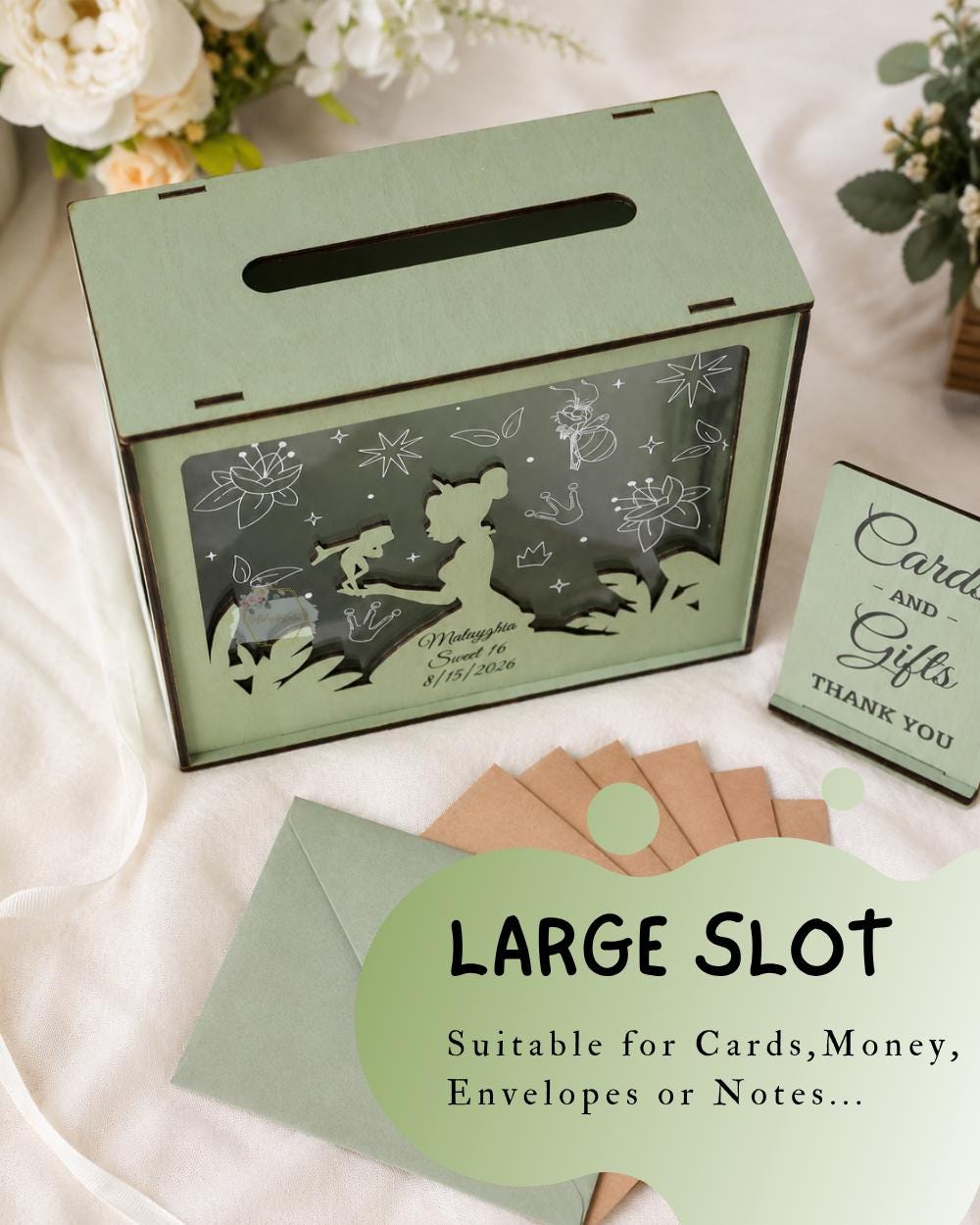 Quinceanera card box size and feature view