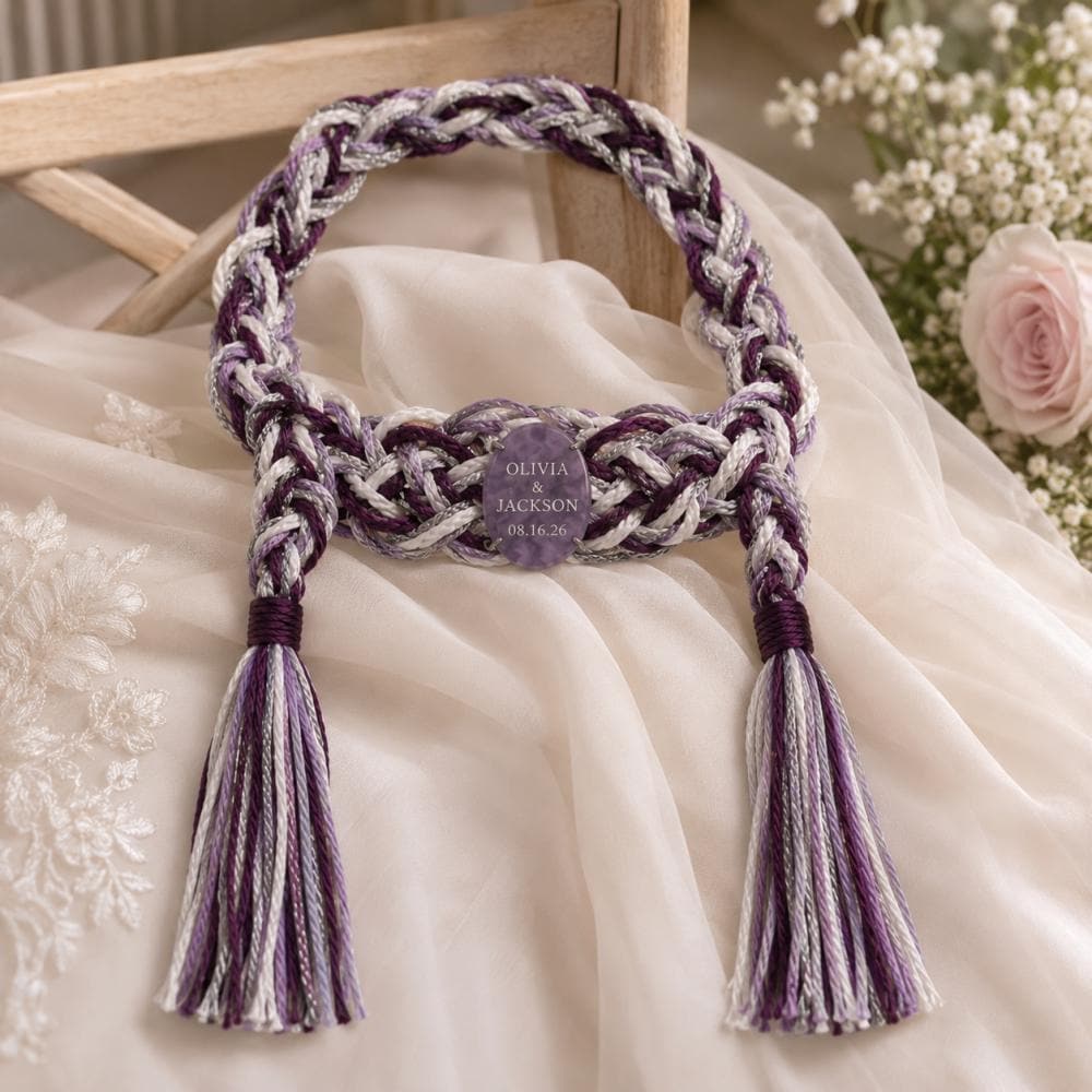 Personalized engraved-stone handfasting cord — original image 4