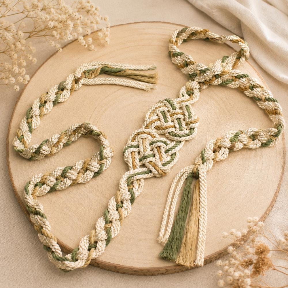 Sage & Ivory Celtic Knot Handfasting Cord — product image 4