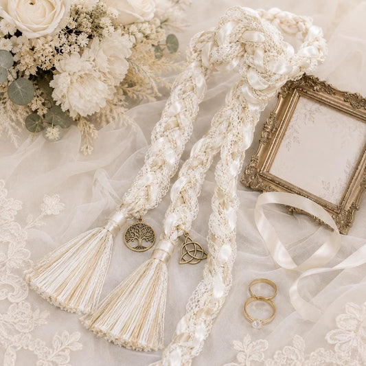 Ivory Braided Handfasting Cord with Ribbon & Tassels — product image 1