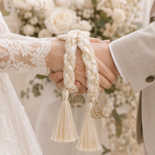 Ivory Braided Handfasting Cord with Ribbon & Tassels — product image 2