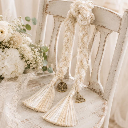 Ivory Braided Handfasting Cord with Ribbon & Tassels — product image 3
