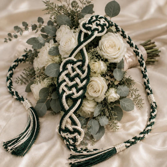 Forest Green & Ivory Celtic Knot Handfasting Cord — original listing image 1