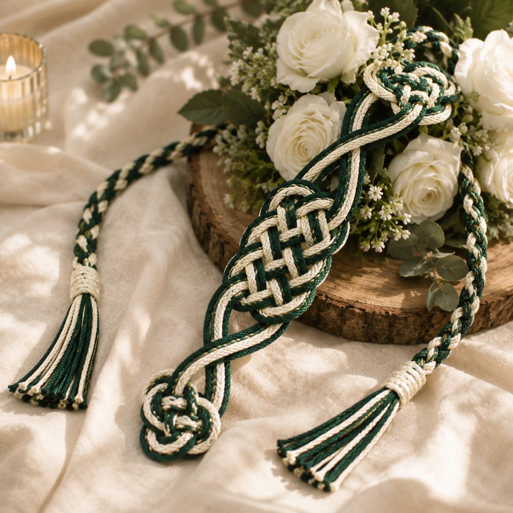 Forest Green & Ivory Celtic Knot Handfasting Cord — original listing image 3