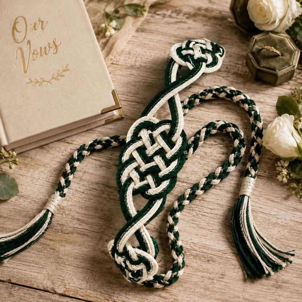Forest Green & Ivory Celtic Knot Handfasting Cord — original listing image 4