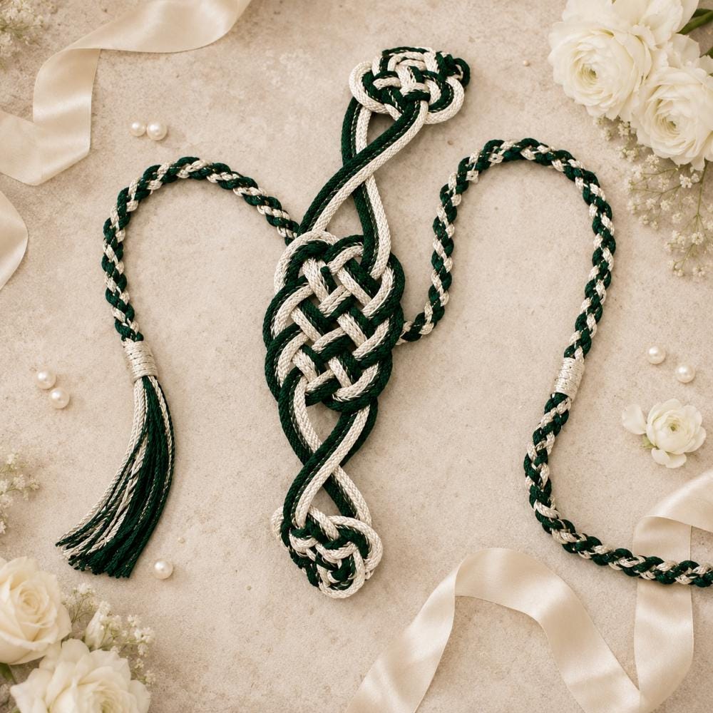 Forest Green & Ivory Celtic Knot Handfasting Cord — original listing image 5