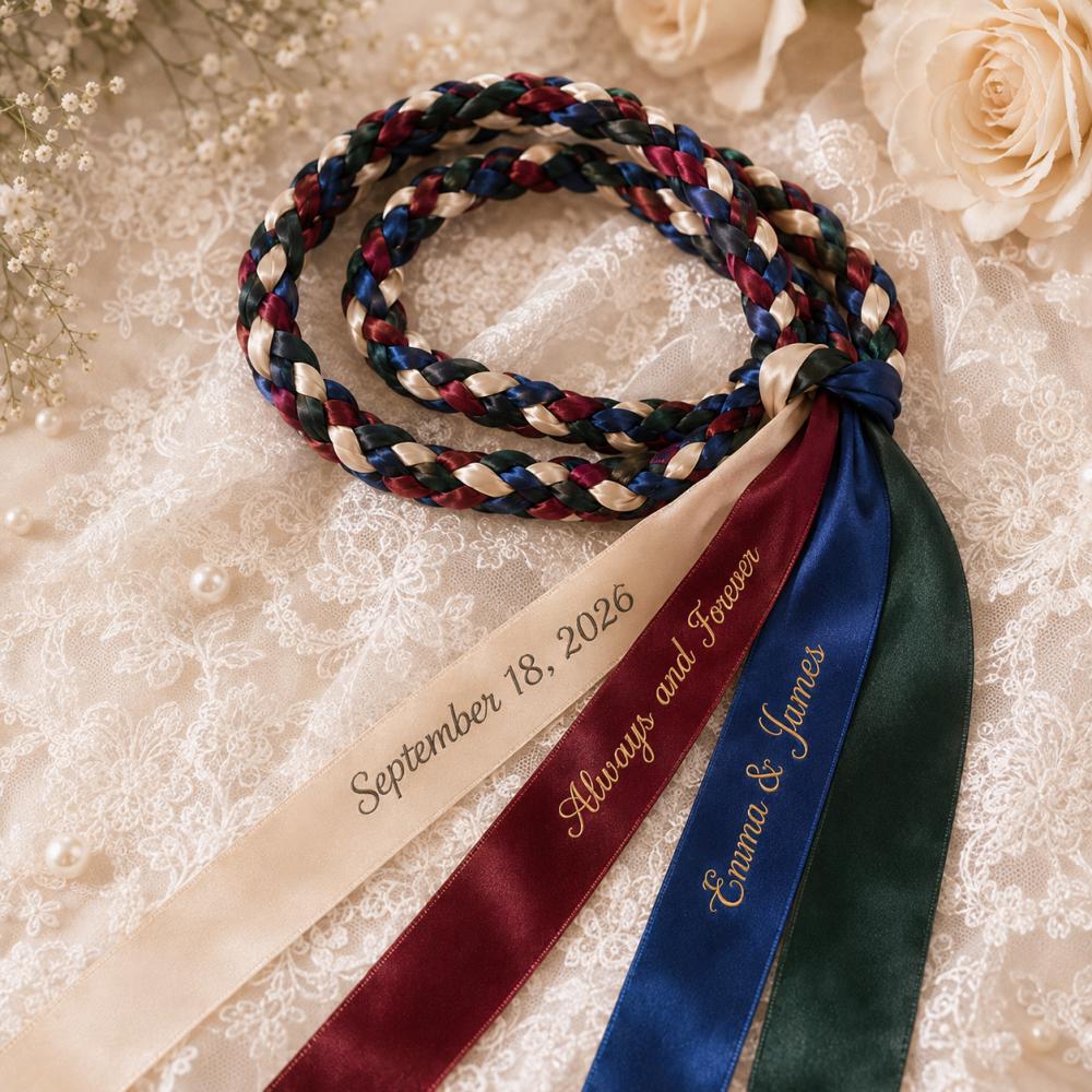Personalized Embroidered Satin Ribbon Handfasting Cord — original listing image 2