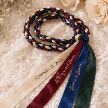 Personalized Embroidered Satin Ribbon Handfasting Cord — original listing image 2