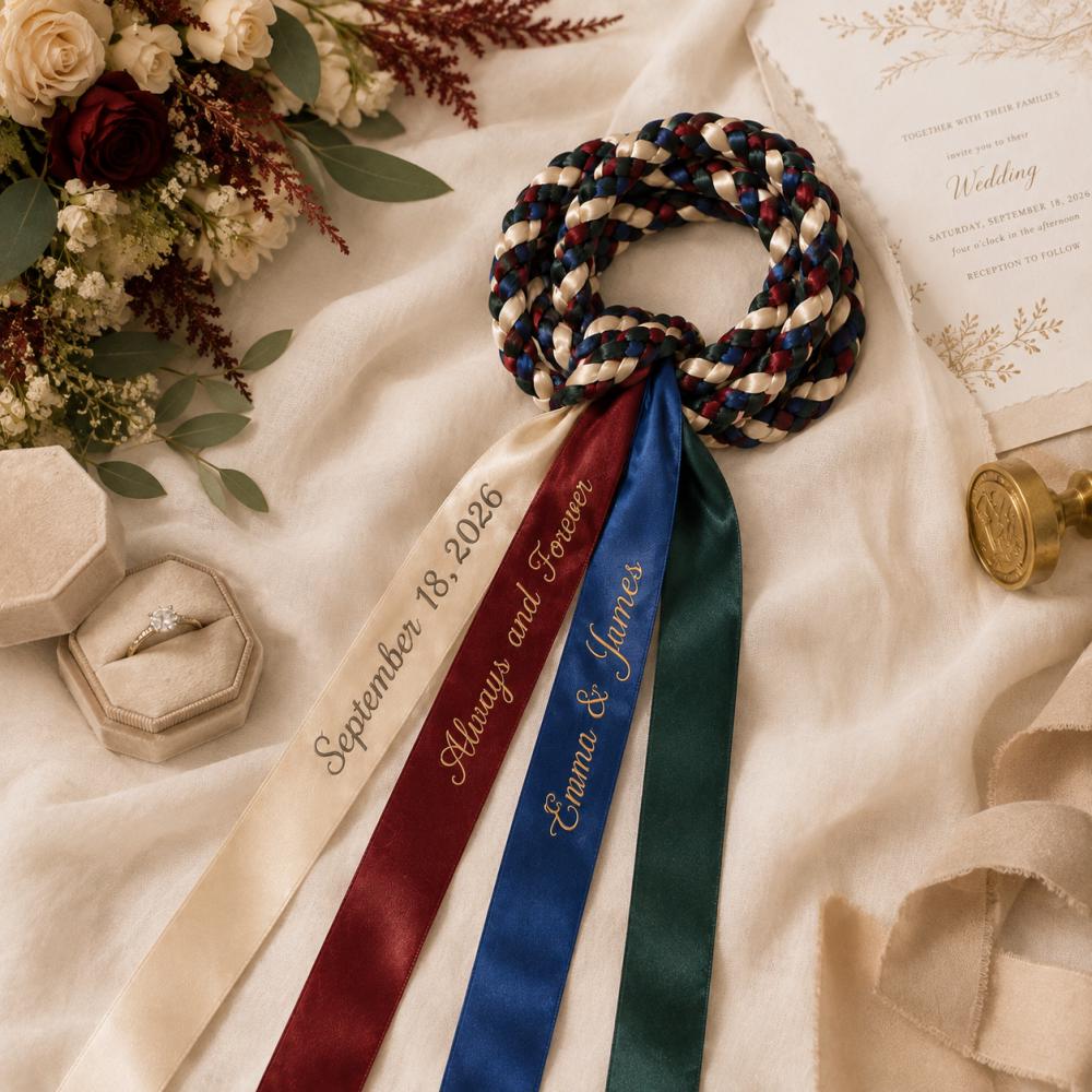 Personalized Embroidered Satin Ribbon Handfasting Cord — original listing image 4