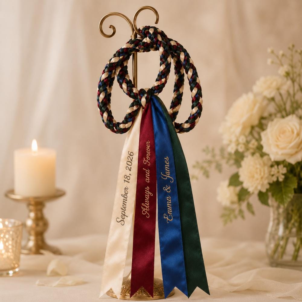 Personalized Embroidered Satin Ribbon Handfasting Cord — original listing image 6
