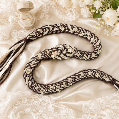 Brown & Champagne Handfasting Cord with Pearl-Style Accents — original listing image 2