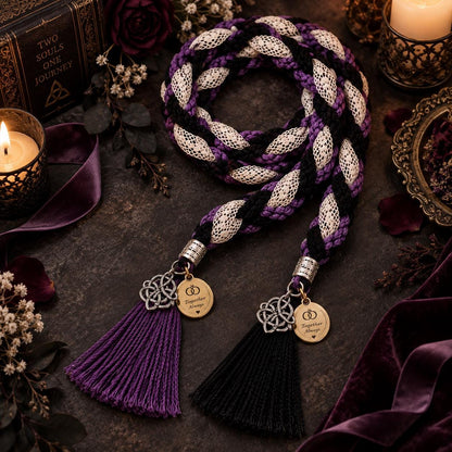 Black, Purple & White Gothic Handfasting Cord — product image 4
