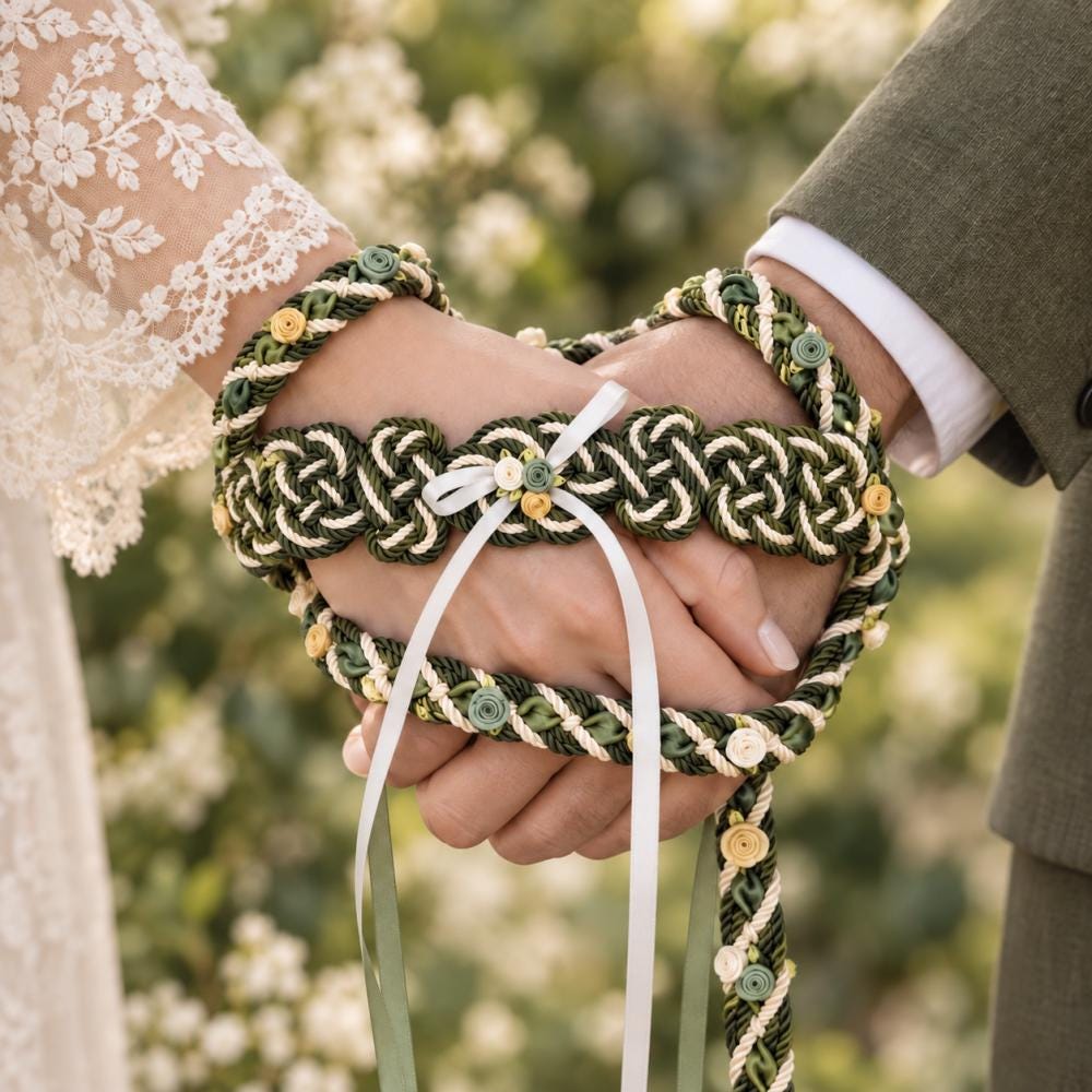 Forest Green & Sage Woodland Handfasting Cord — product image 2