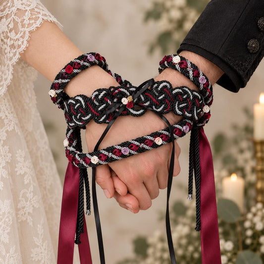 Black & Burgundy Gothic Celtic Knot Handfasting Cord — product image 1