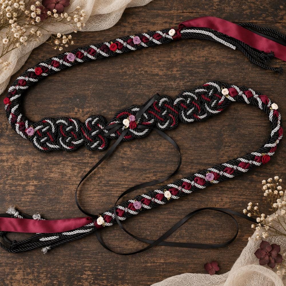 Black & Burgundy Gothic Celtic Knot Handfasting Cord — product image 2