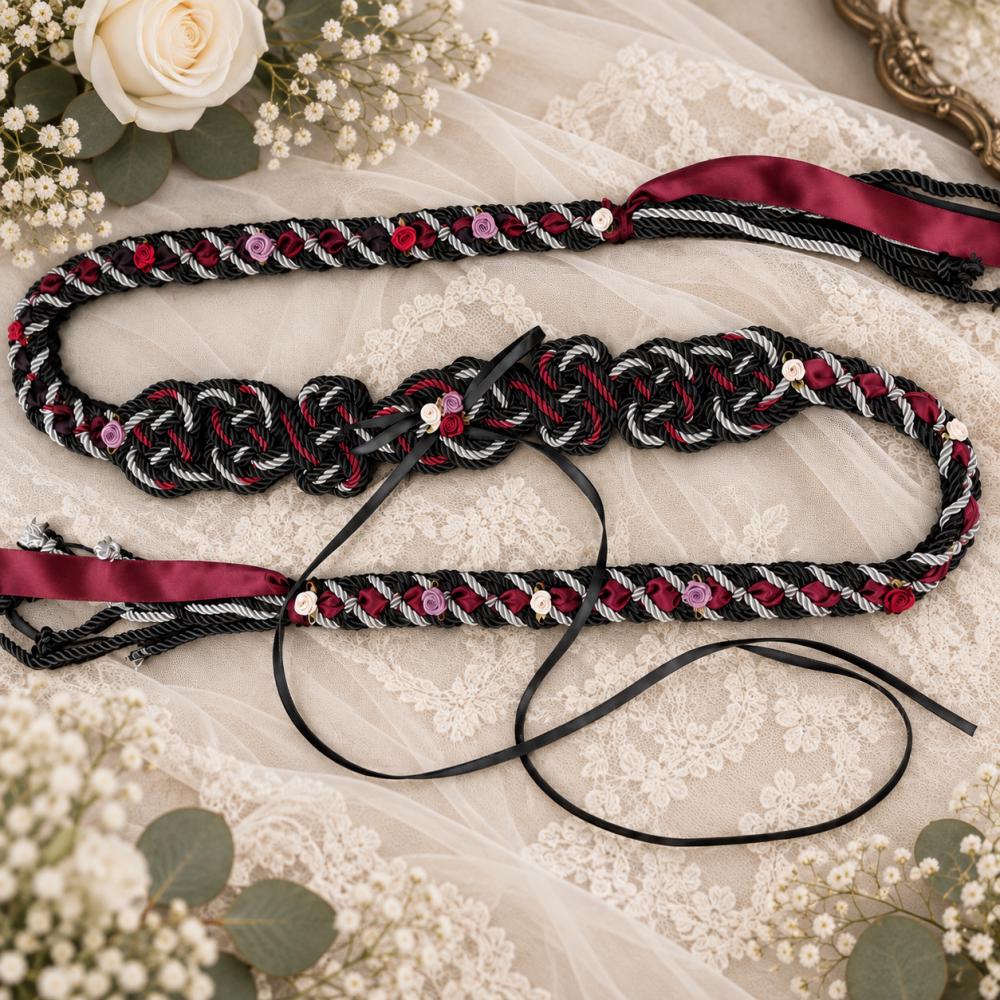 Black & Burgundy Gothic Celtic Knot Handfasting Cord — product image 3